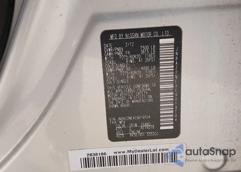 2012 Infiniti Qx56 from USA, damaged, VIN JN8AZ2NEXC9019704
